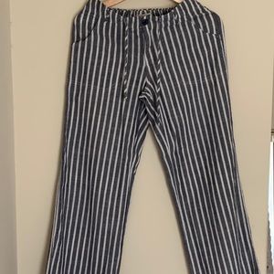 Blue Pinstripe Flared Pants